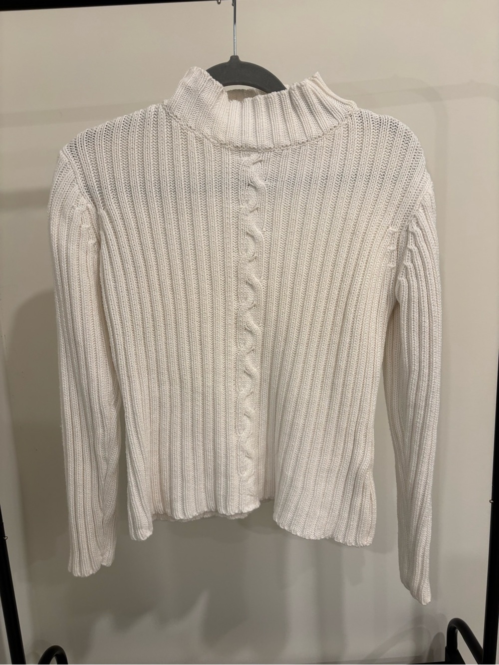 Pierre Cardin Cream Ribbed Cable Mock Neck Sweater